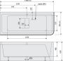 Polysan Ligbad Marlene 165x75x63 cm Asymmetrisch Rechts Zwart Wit - Thumbnail 4