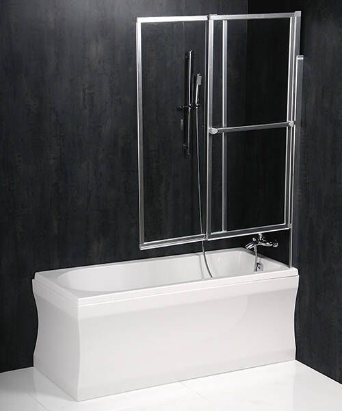 Sapho Polysan Olbia opklapbare en schuifbare badwand 123 helder glas mat zwart frame