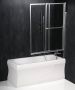 Sapho Polysan Olbia opklapbare en schuifbare badwand 123 helder glas mat zwart frame - Thumbnail 4