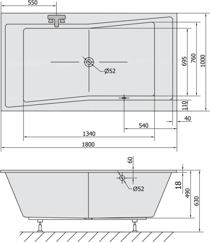 Polysan Quest Slim inbouw ligbad 180x100 wit