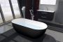 Sapho Polysan Reduta vrijstaand bad van gegoten marmer 150x75x58 cm zwart wit - Thumbnail 4