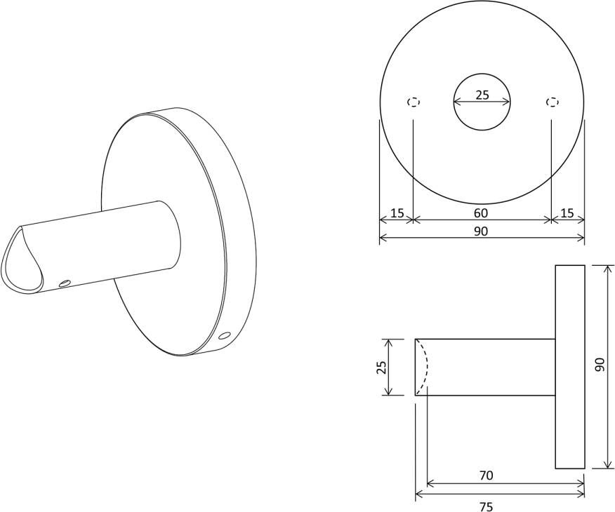 Sapho Radiator verwarmingselement adapter 9cm rond zwart