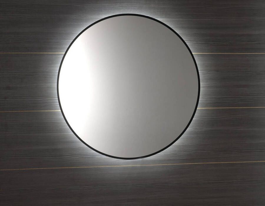 Sapho Sharon LED-backlit spiegel Ø80cm mat zwart