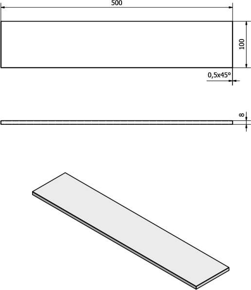 Sapho Shelf glazen planchet 50x10x0 8 cm melkglas