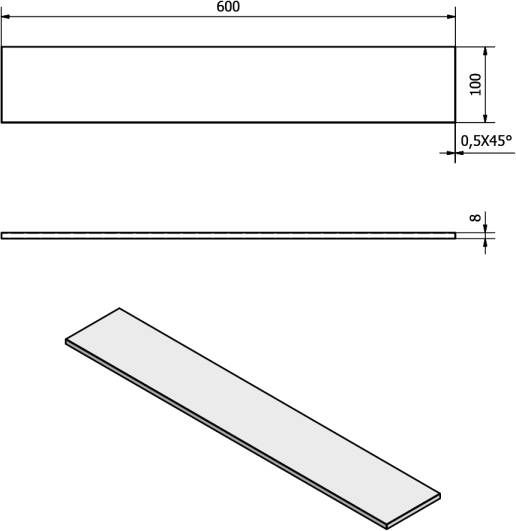 Sapho Shelf glazen planchet 60x10x0 8 cm melkglas