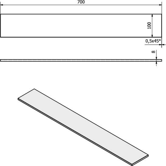 Sapho Shelf glazen planchet 70x10x0 8 cm melkglas