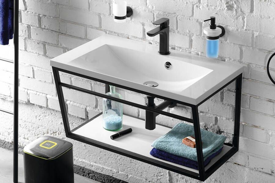Sapho SKA Moderno badkamermeubel met stalen frame 90 mat zwart