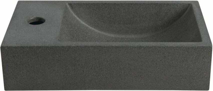 Sapho Small Crest wastafel inclusief kraangat links 40x22 zwart graniet