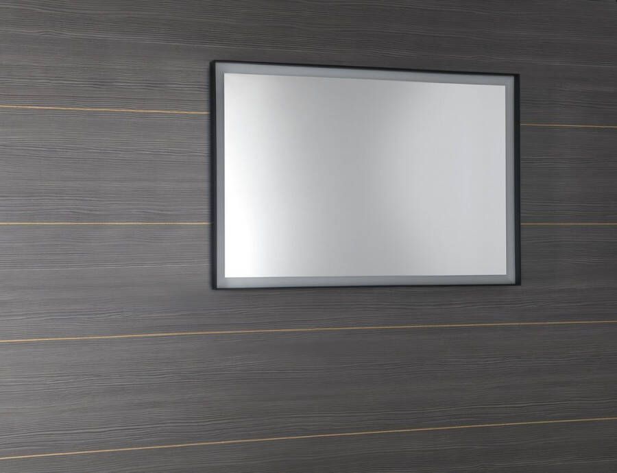 Sapho Sort spiegel met achter LED verlichting 100x70 mat zwart