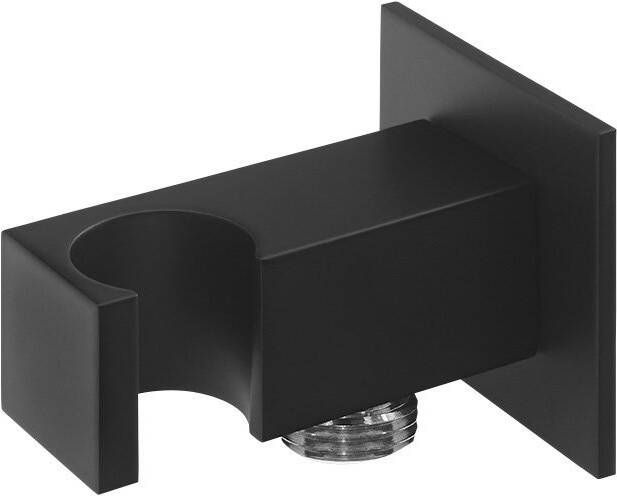 Sapho vierkante handdouchehouder met aansluiting 5x5cm mat zwart