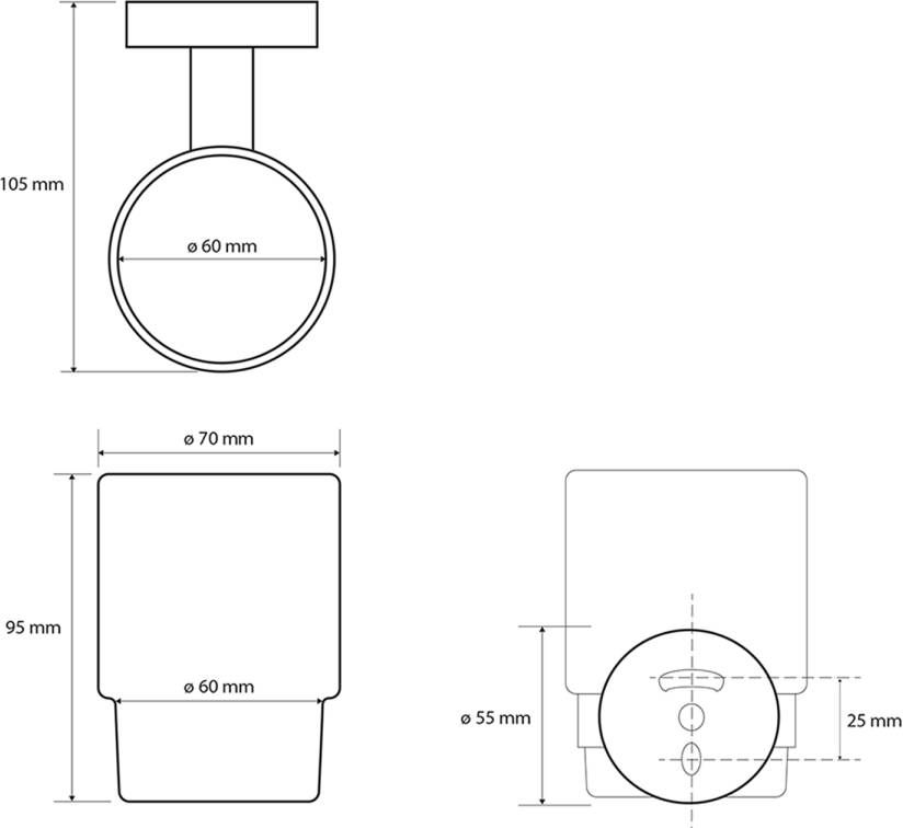 Sapho X-Round Black Beker houder Black