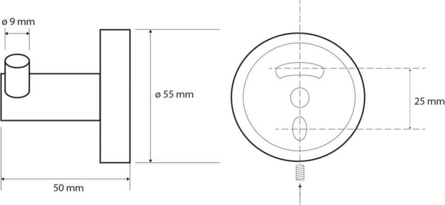 Sapho X-Round dubbele handdoekhaak mat zwart