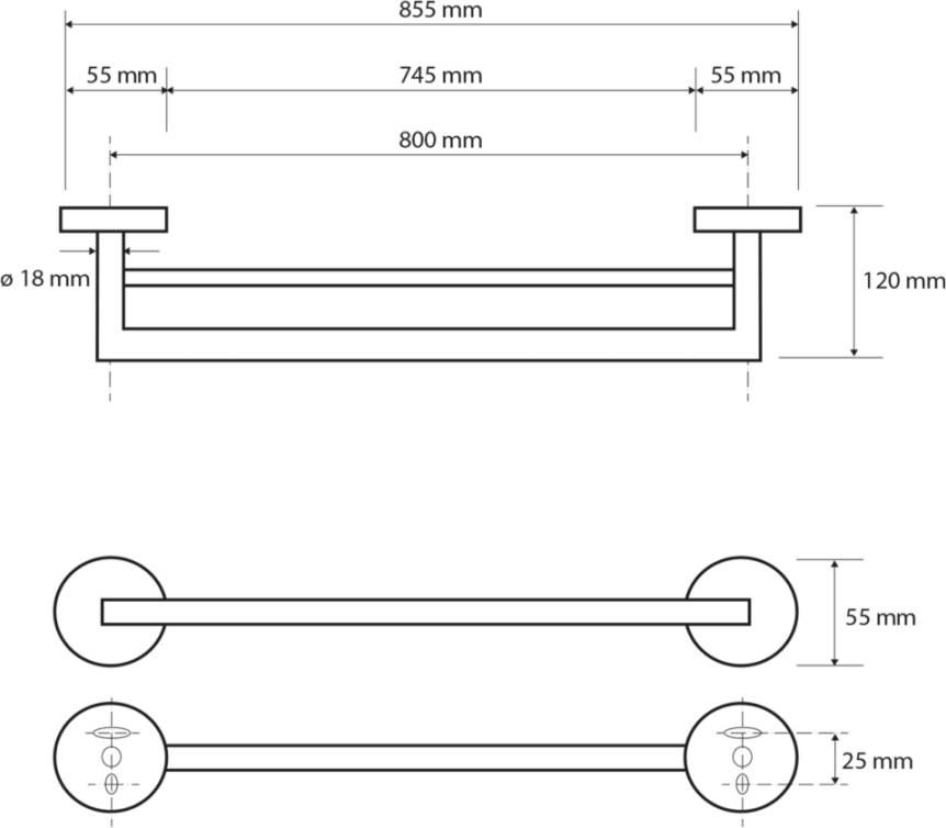 Sapho X-Round dubbele handdoekhouder 85 chroom