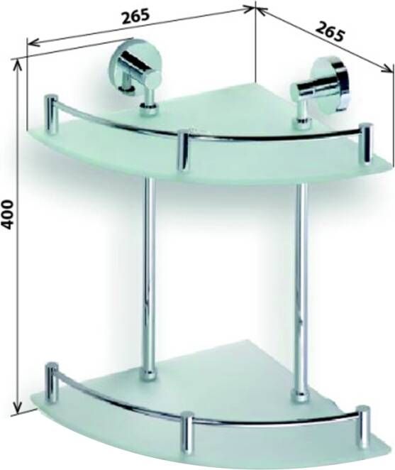 Sapho X-Round E Dubbele glazen hoekplanchet met railrek 270x400x270mm chroom