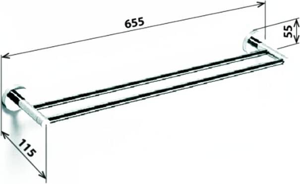 Sapho X-Round E Dubbele handdoekhouder (L) 655mm chroom