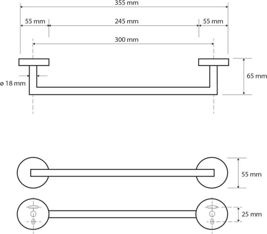 Sapho X-Round handdoekhouder 35 mat zwart