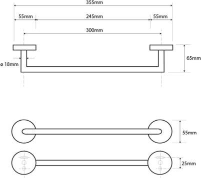 Sapho X-Round Handdoekhouder 350mm chroom