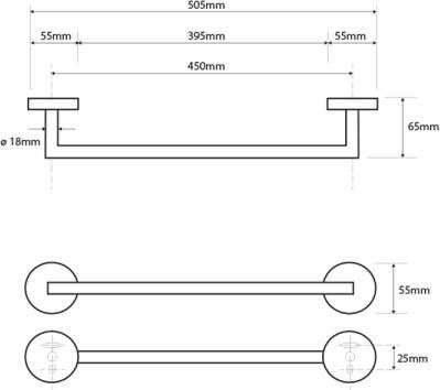 Sapho X-Round Handdoekhouder 450mm chroom