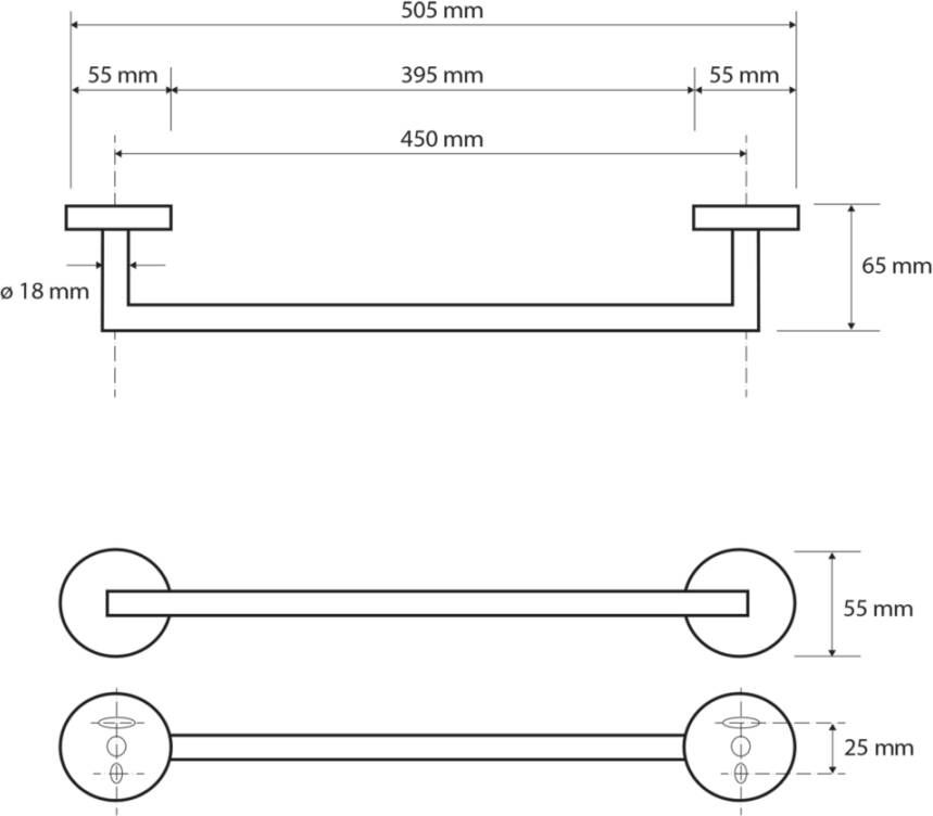 Sapho X-Round handdoekhouder 50 mat zwart