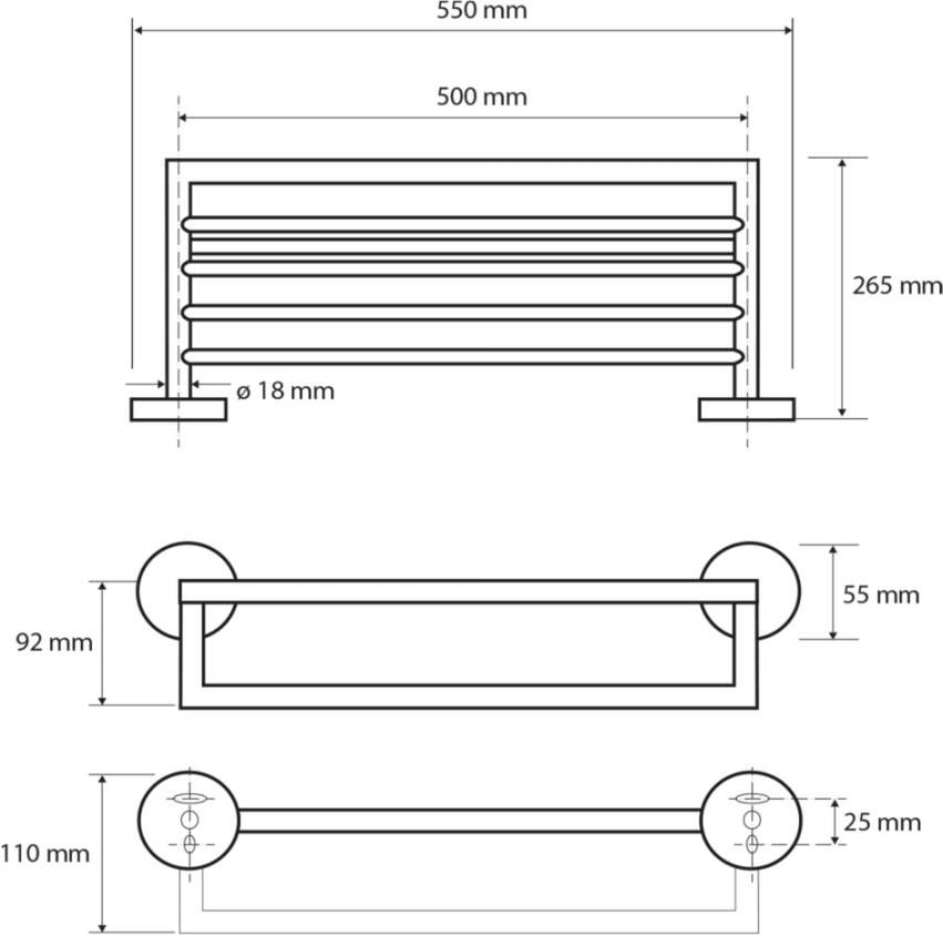 Sapho X-Round handdoekhouder 55 mat zwart