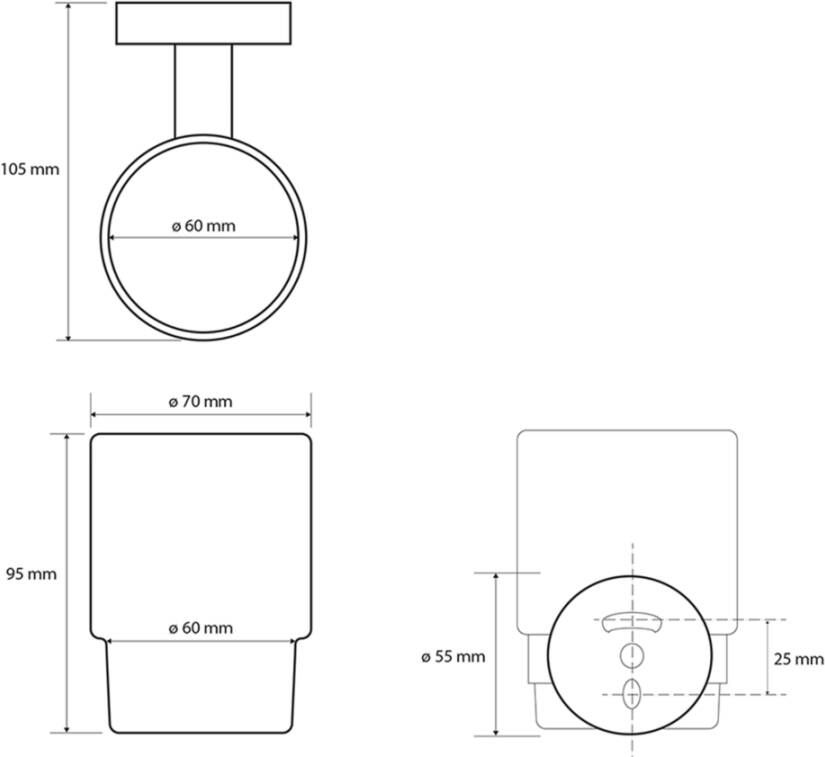Sapho X-Round hangende bekerhouder mat wit