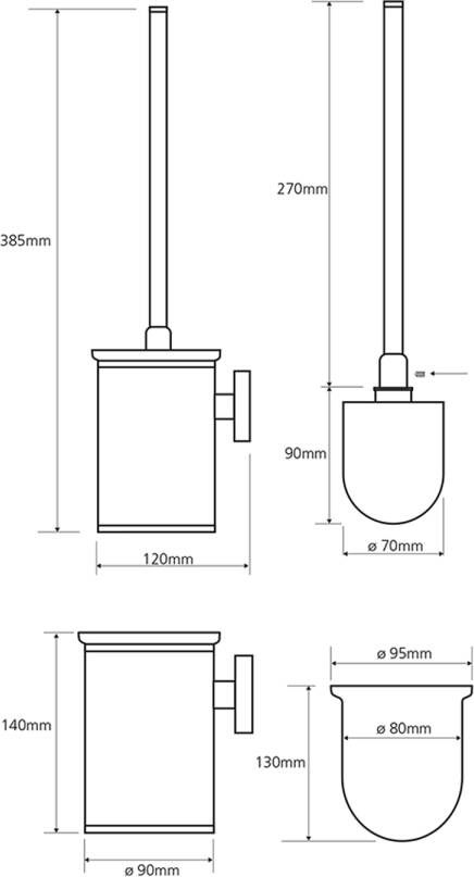 Sapho X-Round Kleine toiletborstel houder chroom