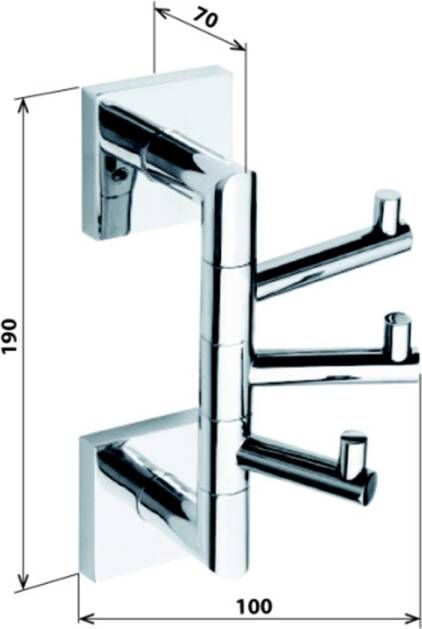Sapho X-Square Driedubbele draaibare haak chroom