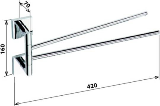 Sapho X-Square Dubbele draaibare handdoekhouder 420mm chroom