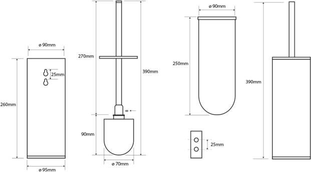 Sapho X-Steel Toiletborstel houder geborsteld RVS