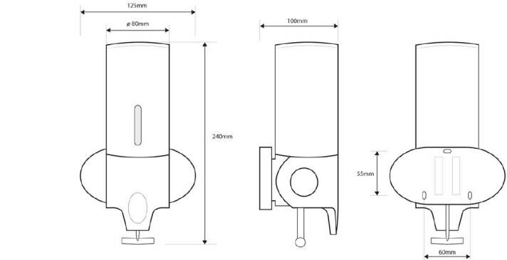 Sapho Zeepdispenser 122x240x110mm 350 ml RVS