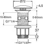 Silfra Niet-Afsluitbare wastafelplug (H) 10-80mm chroom - Thumbnail 3