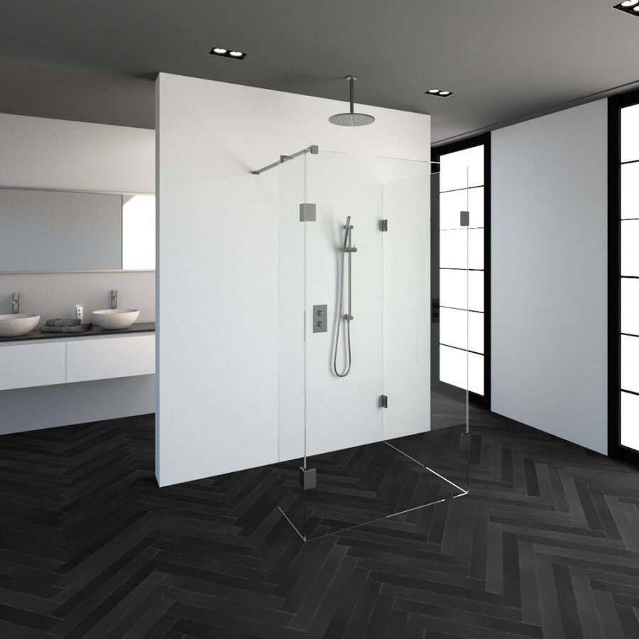 Topa Creative inloopdouche 3 delig 110x100 breedte kleine zijwand 40 RVS