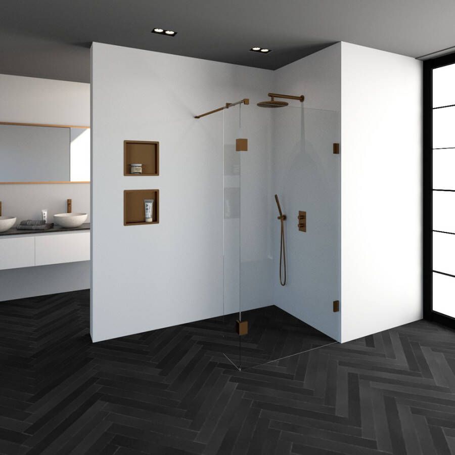 Topa Creative inloopdouche met 30 zijwand 100 koper