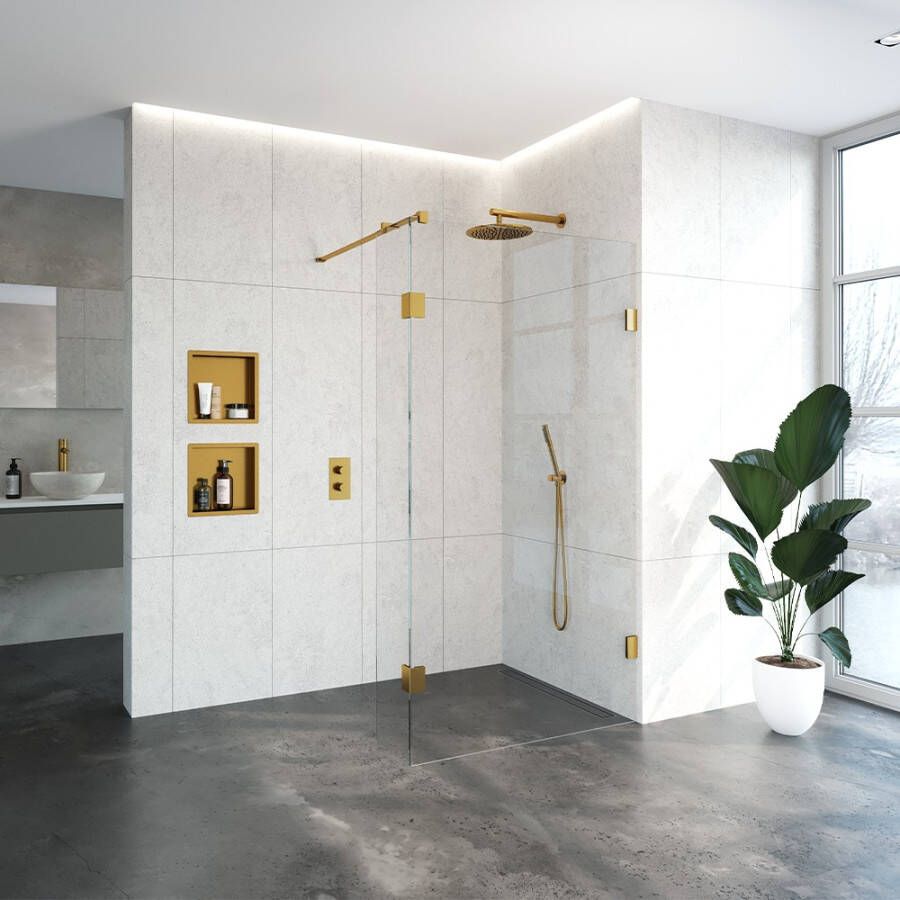 Topa Creative inloopdouche met 30 zijwand 110 goud