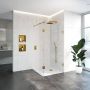Saniclass Create inloopdouche 110x200cm profielloos met 40cm zijwand met antikalk en 8mm veiligheidsglas koper 4JC2-110 40k - Thumbnail 7