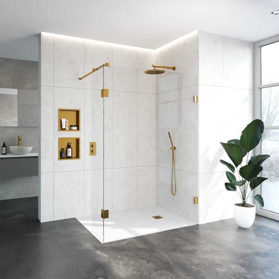 Topa Creative inloopdouche met 40 zijwand 140 goud
