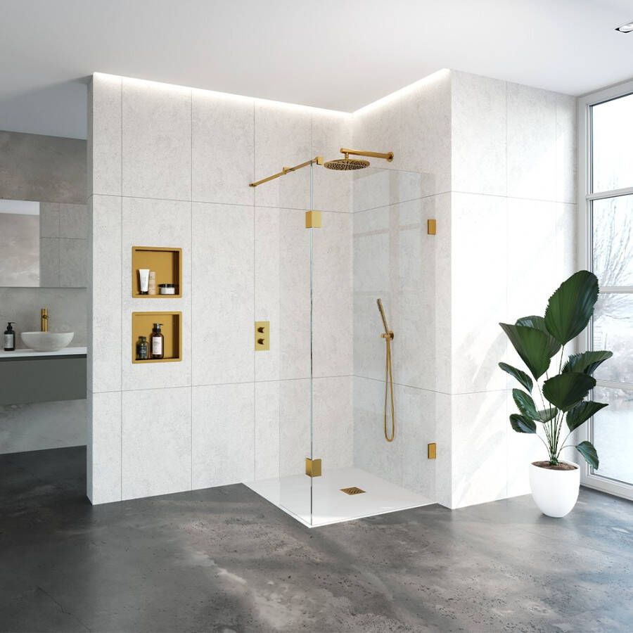 Topa Creative inloopdouche met 40 zijwand 90 goud