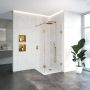 Saniclass Create inloopdouche 110x200cm profielloos met 40cm zijwand met antikalk en 8mm veiligheidsglas koper 4JC2-110 40k - Thumbnail 5