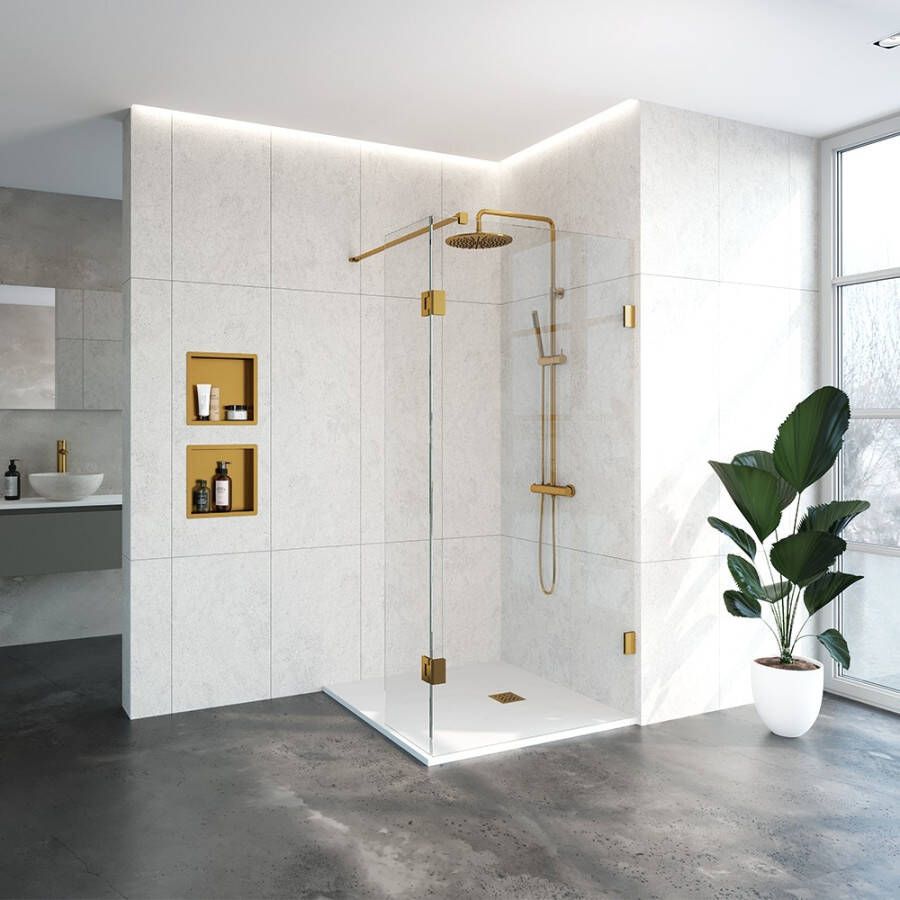Topa Creative inloopdouche met draaibare 40 zijwand 100 goud