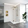 Saniclass Create inloopdouche 130x200cm profielloos met 40cm draaibare zijwand antikalk en 8mm veiligheidsglas geborsteld RVS 4JC3-130 40g - Thumbnail 6