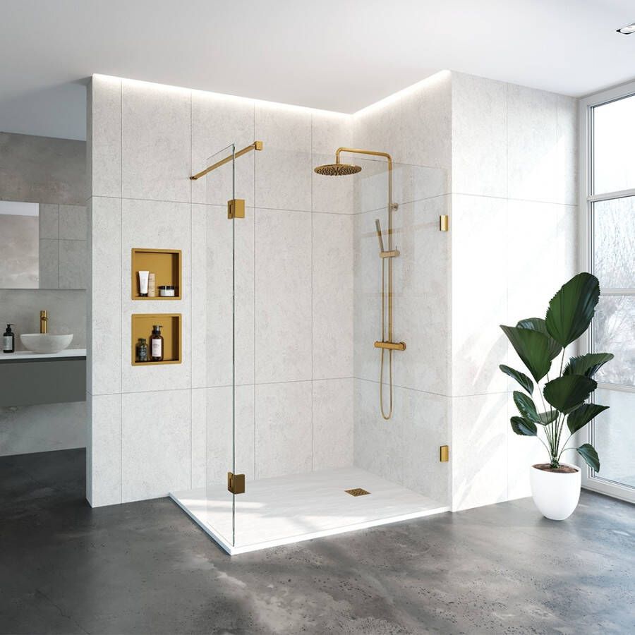 Topa Creative inloopdouche met draaibare 40 zijwand 140 goud