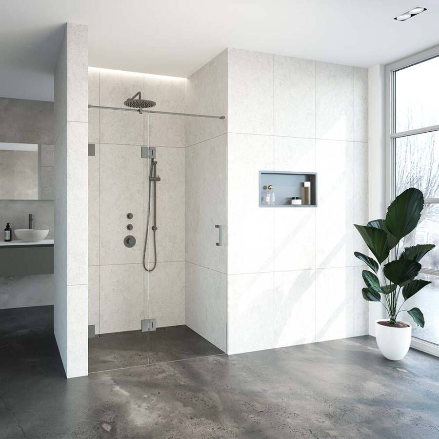 Topa Creative profielloze nisdeur links 2 delig 120 breedte deur 70 gunmetal