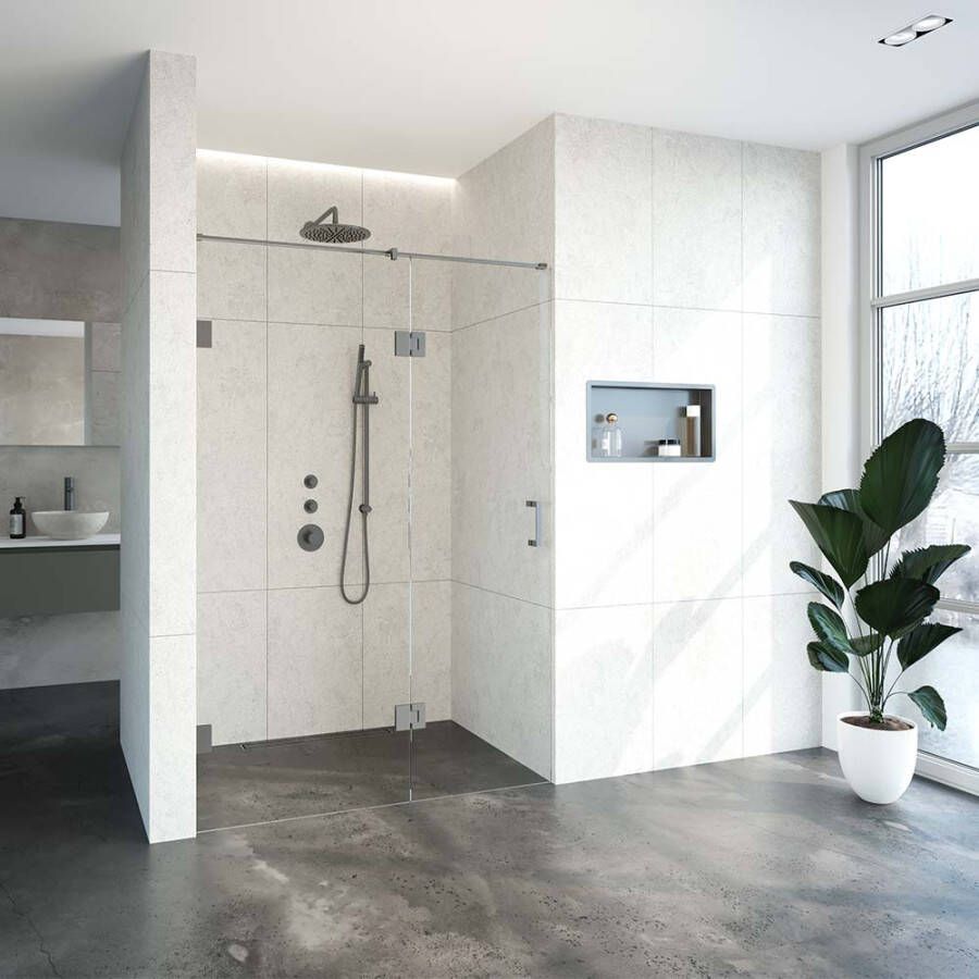 Topa Creative profielloze nisdeur links 2 delig 140 breedte deur 60 gunmetal