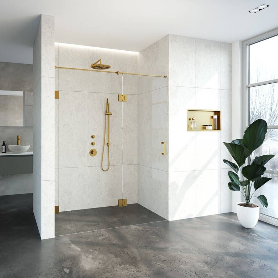 Topa Creative profielloze nisdeur links 2 delig 160 breedte deur 70 goud