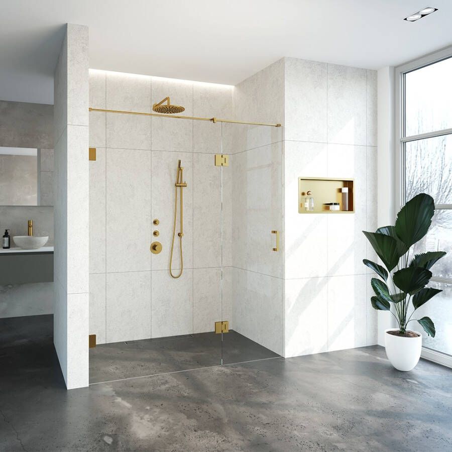 Topa Creative profielloze nisdeur links 2 delig 170 breedte deur 60 goud