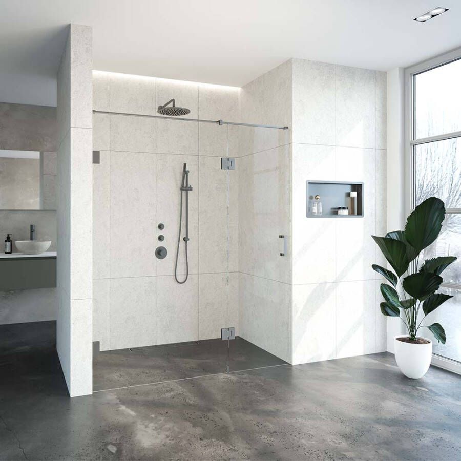 Topa Creative profielloze nisdeur links 2 delig 170 breedte deur 60 gunmetal