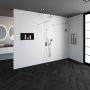 Saniclass Create inloopdouche vrijstaand 100x200cm profielloos met 2 30cm zijwanden antikalk en 8mm veiligheidsglas geborsteld RVS 4JC8-100 30 30g - Thumbnail 6