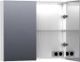 Saniclass Dual Spiegelkast 80x70x15cm 2 links- rechtsdraaiende spiegeldeur MDF hoogglans wit 7762 - Thumbnail 2