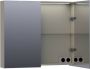 Saniclass Dual Spiegelkast 80x70x15cm 2 links- rechtsdraaiende spiegeldeur MDF mat taupe 7170 - Thumbnail 2