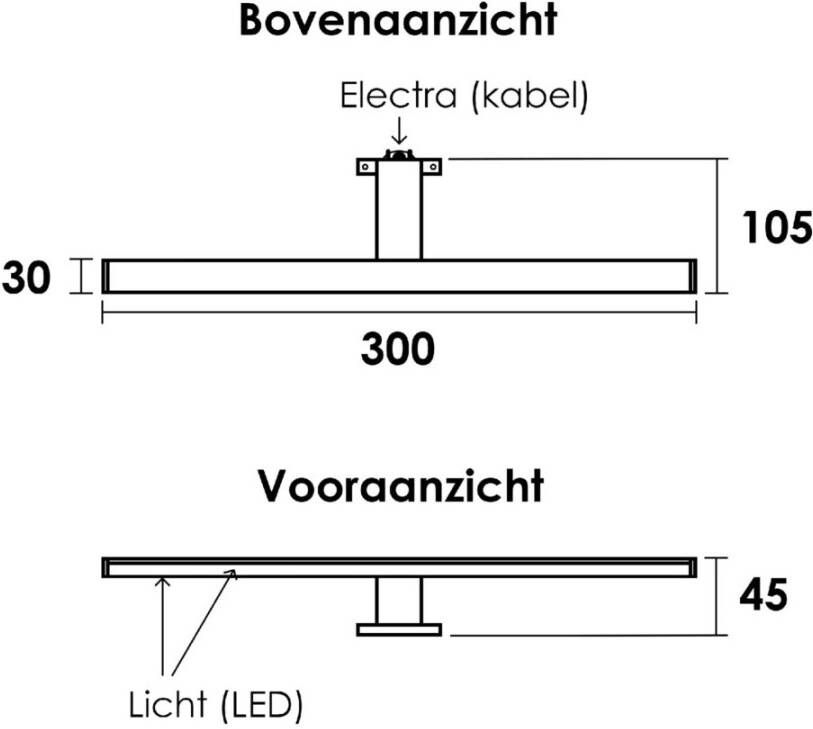 Topa led spiegellamp 30cm mat zwart